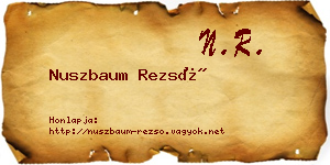 Nuszbaum Rezső névjegykártya